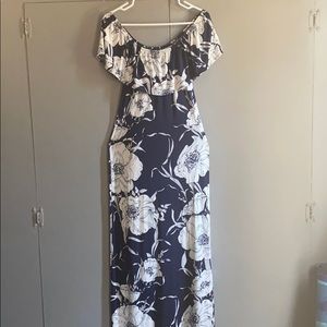 Navy off shoulder maxi dress